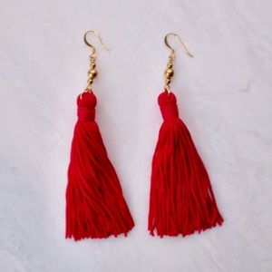 Kenneth Jay Lane Red Tassel Earrings